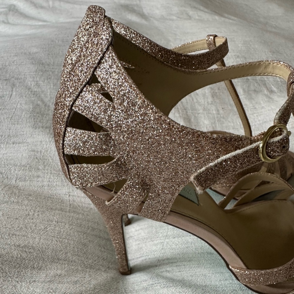 Blue by Betsy Johnson Sparkly Gold Heels, Size 9 - Picture 9 of 14